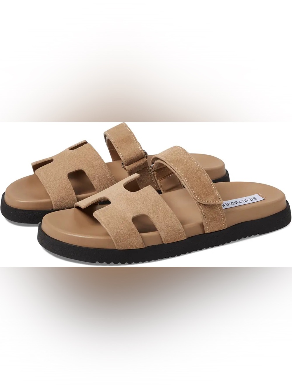 Steve Madden Mayven Neutral Tan Suede Slide Sandals